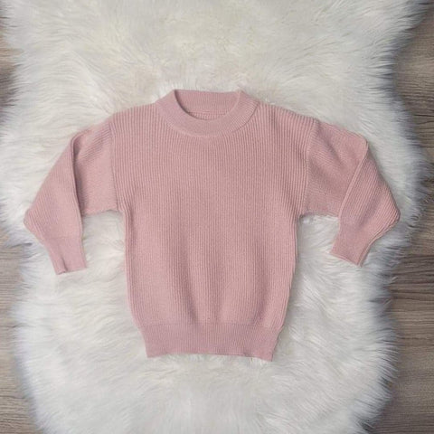 Girls boutique pink ribbed knit sweater.