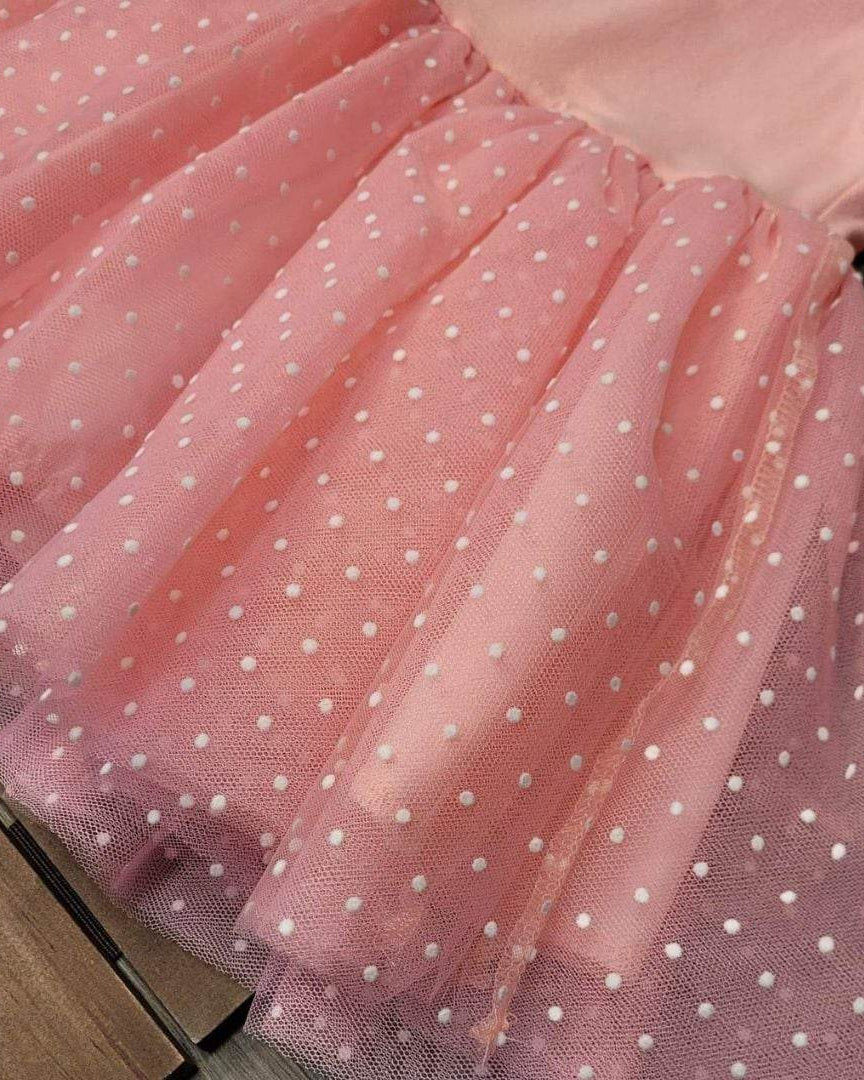 Pink Swiss Dot Tulle Flutter Sleeve Dress  A Touch of Magnolia Boutique   