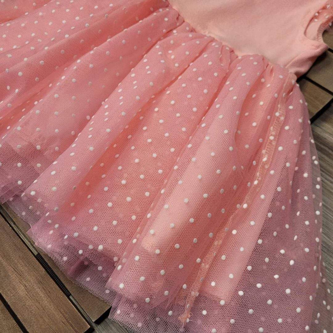 Pink Swiss Dot Tulle Flutter Sleeve Dress  A Touch of Magnolia Boutique   