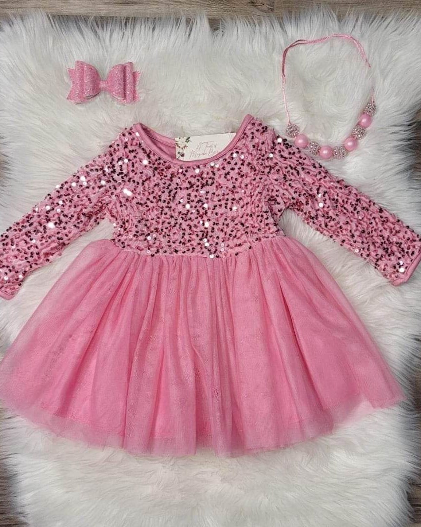 PInk Velvet Sequin Tulle Dress  A Touch of Magnolia Boutique   
