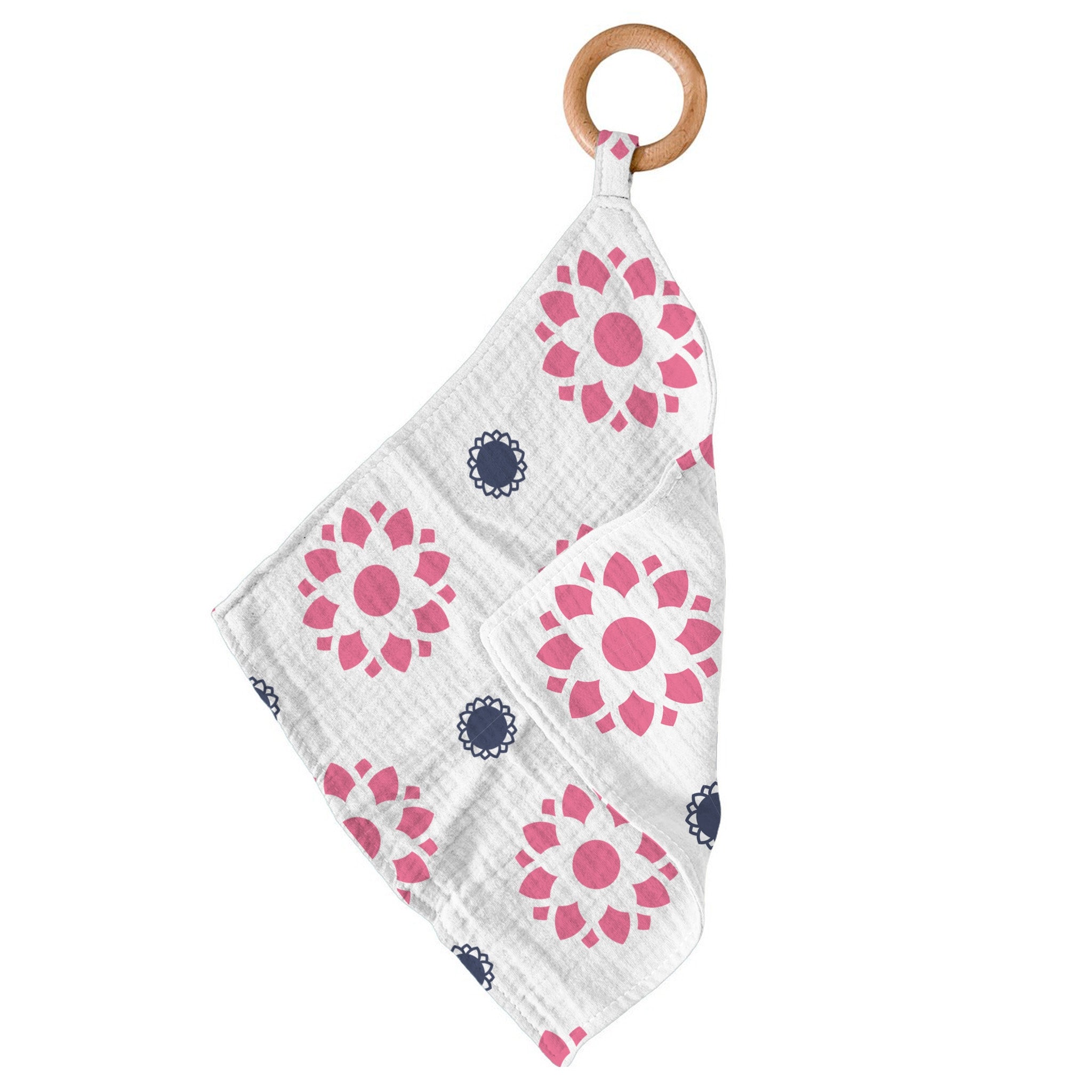 Baby Beech Wood Ring Teether and Blankie (multiple options)  A Touch of Magnolia Boutique Primrose Indigo  