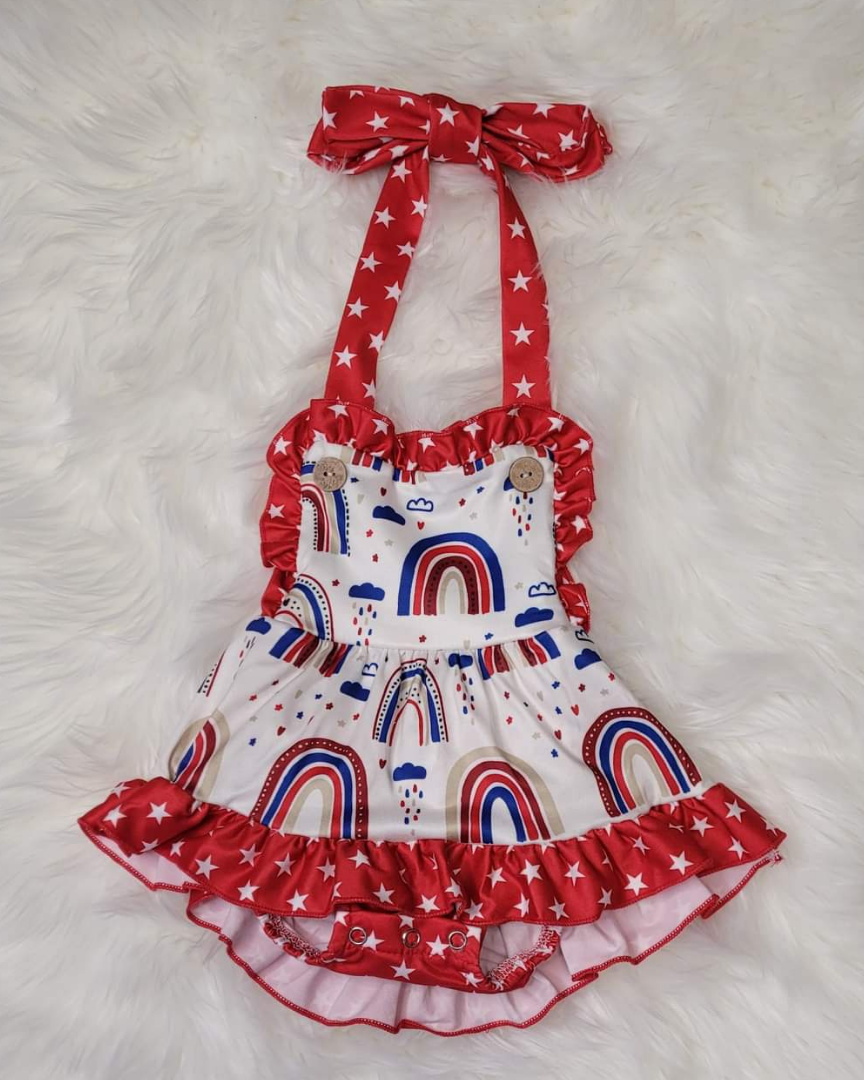 Baby Girl Rainbow Ruffle Bubble Romper  A Touch of Magnolia Boutique   