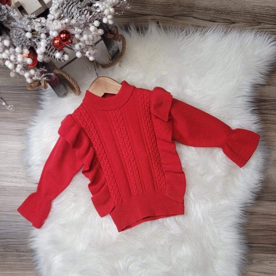 Red hot sale ruffle sweater