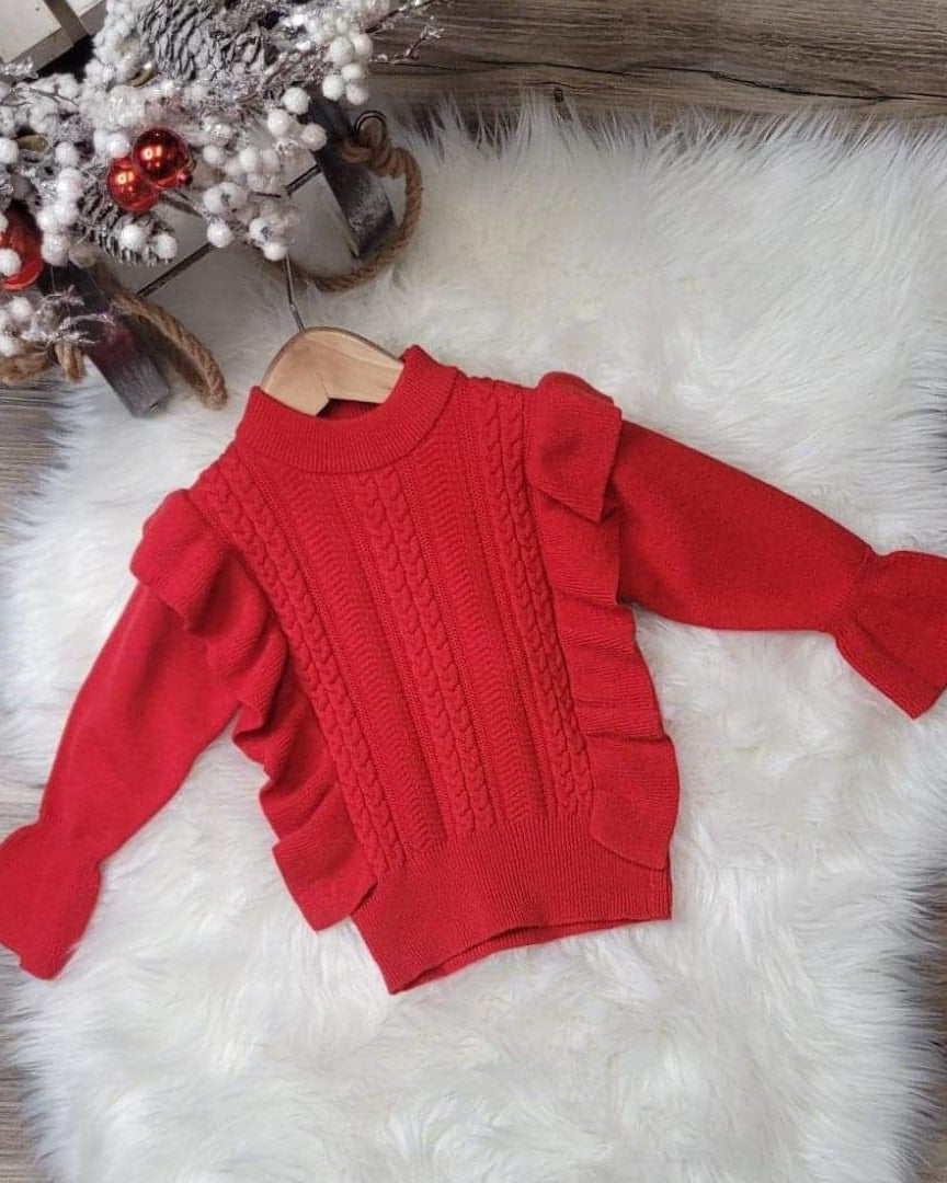 Red Ruffle Sweater  A Touch of Magnolia Boutique   