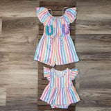 Baby Girl Flutter Sleeve Striped Romper