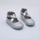 Casey Zip Back Ballet-Silver Glitter Shoes