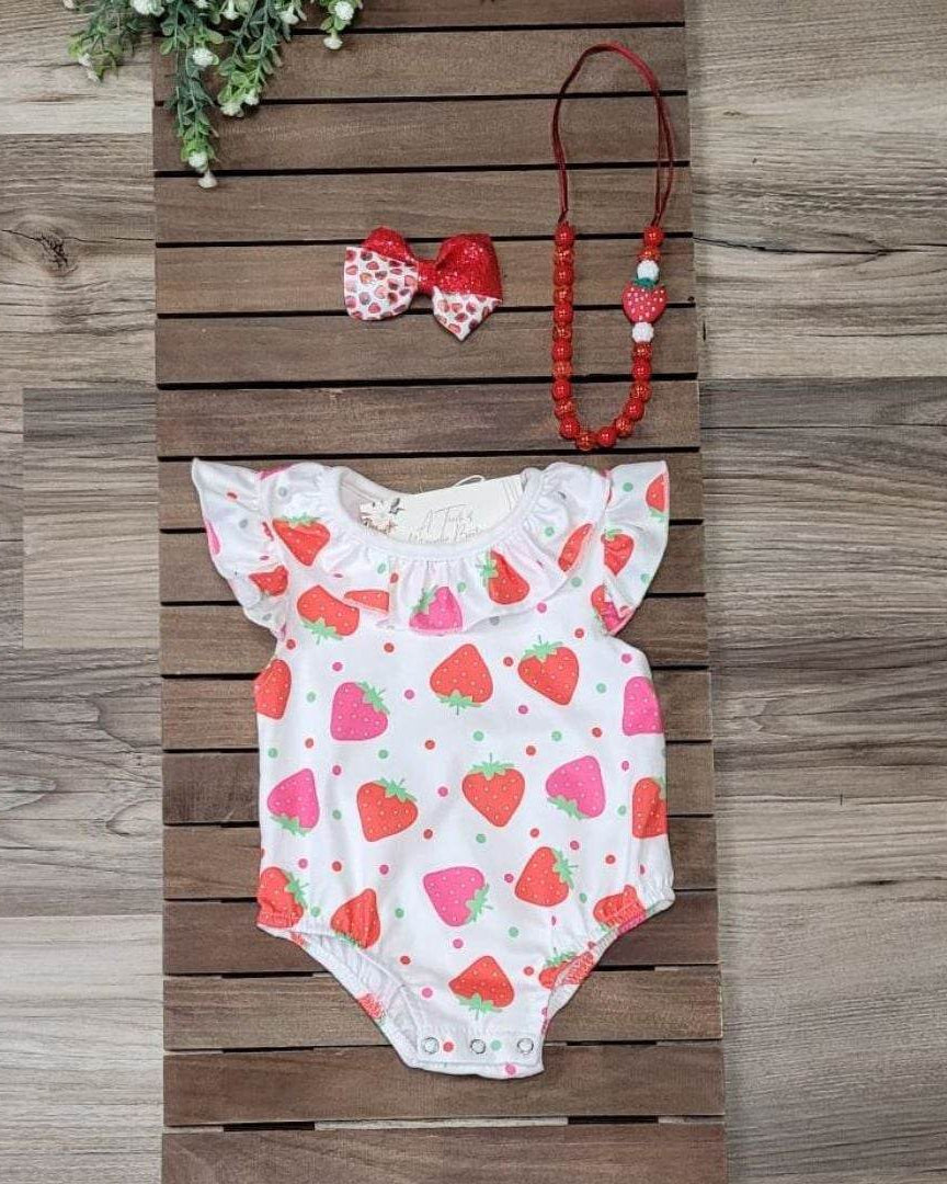 Baby Girl Strawberry Romper  A Touch of Magnolia Boutique   