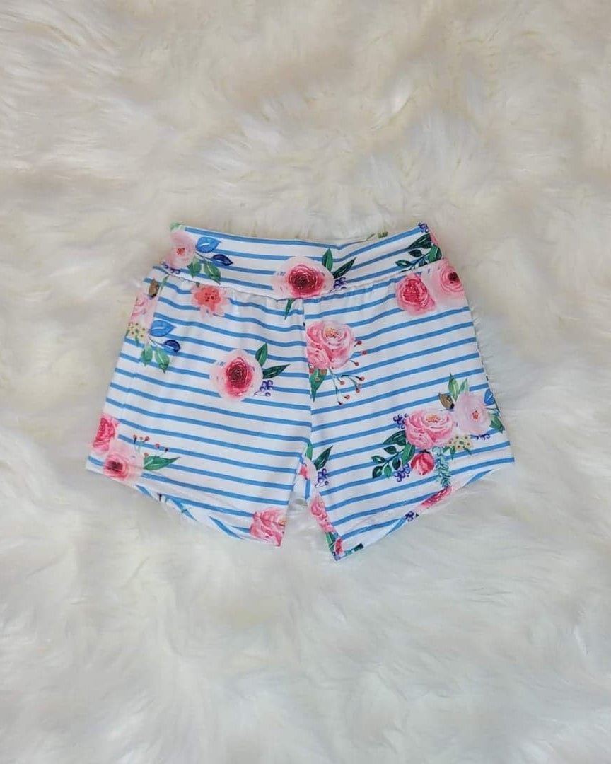 Striped Floral Shorties  A Touch of Magnolia Boutique   