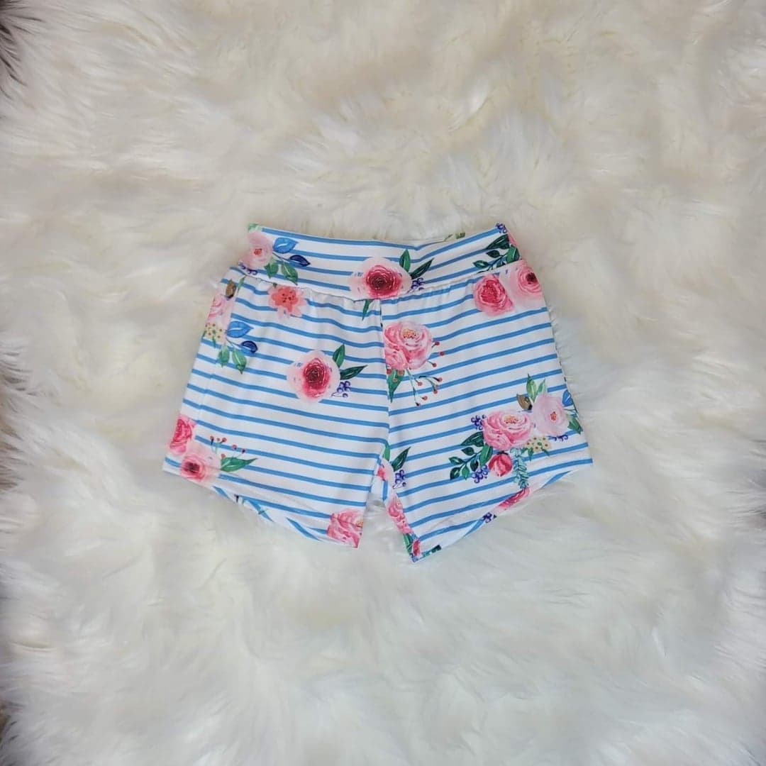 Striped Floral Shorties  A Touch of Magnolia Boutique   