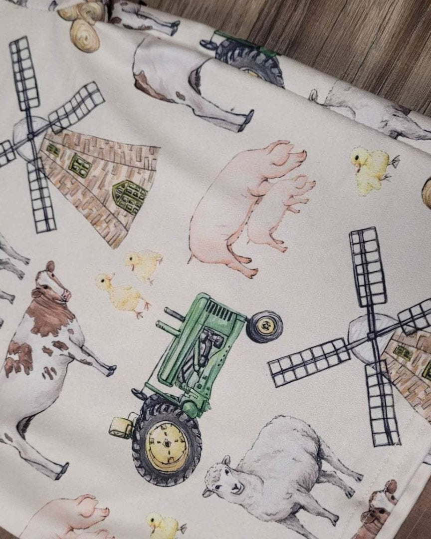 Green Tractor Farm Animal Short Sleeve Pajamas  A Touch of Magnolia Boutique   